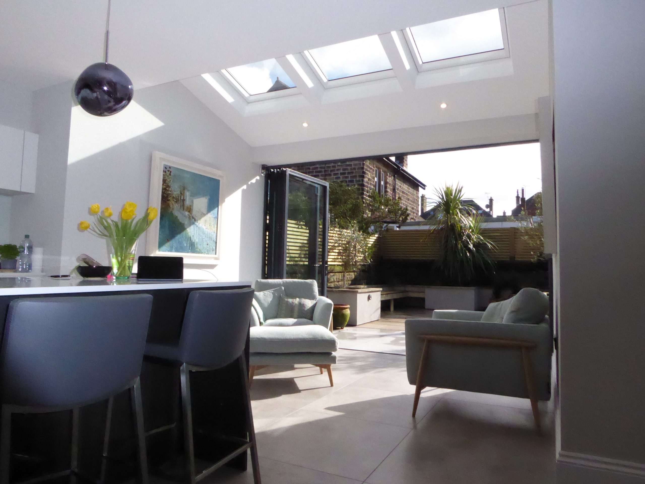 velux windows on extension linking house and garden in Harrogate