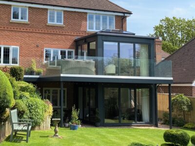 Two storey contemporary glazed extension